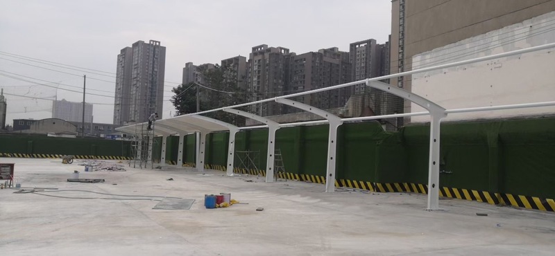 新都膜结构充电桩雨棚顺利完工